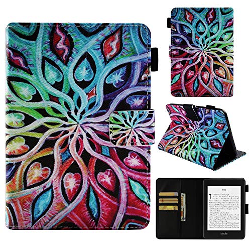 LuckyW PU Funda para Kindle Paperwhite 4 [Resistente a los arañazos, a Prueba de Polvo, a Prueba de Golpes, Anti-Huella Dactilar] Billetero Monedero Paquete Caja Plana-Mandala