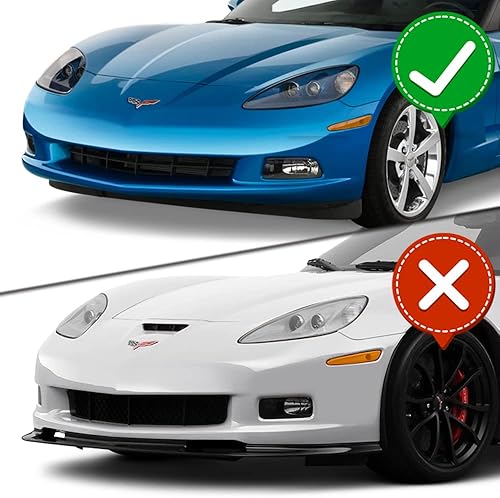 Miniatura 6 de Q1-TECH, borde de parachoques delantero compatible con modelos base Chevy Corvette C6 2005-2013 solamente, alerón de parachoques delantero, kit de