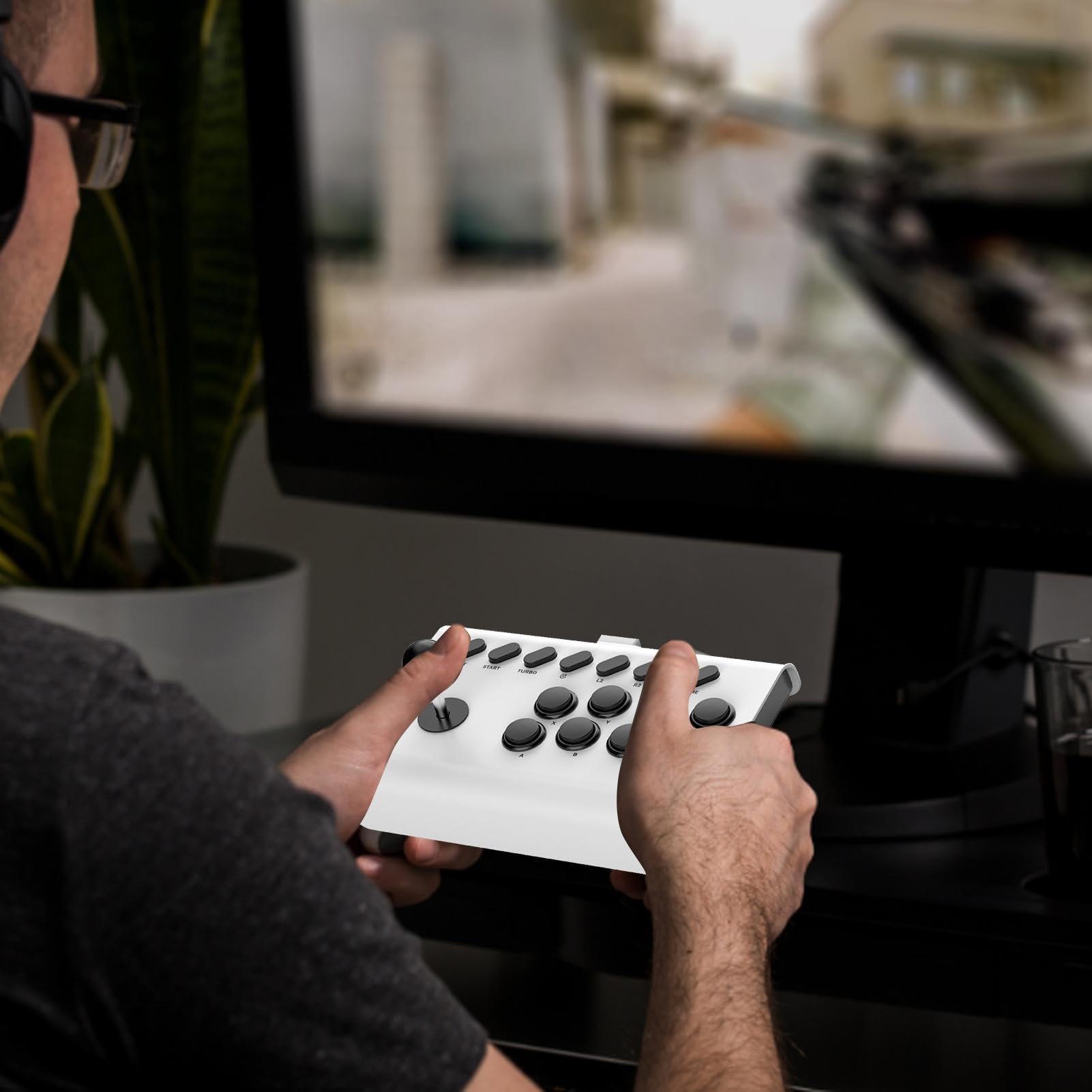 Arcade Fight Stick - de lucha retro, de lucha | Joystick de arcade nostálgico, joystick de lucha de juegos de arcade con funciones Turbo Macro para PC y consolas de juegos retro