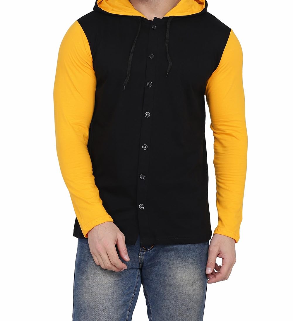 men's hooded full sleeve t-shirt for men | cotton blend | regular fit | casual stylish hoodie