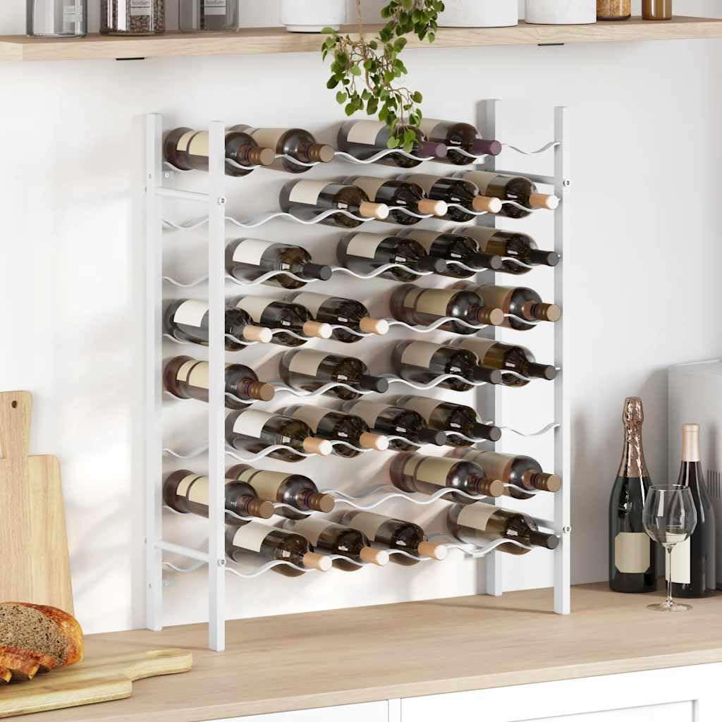 Weinregal für 48 Flaschen Weiß Metall freistehend mit 8 Ebenen, flaschenhalter für Küche, Esszimmer, Speisekammer, barregal zur Ordnung und lagerung von weinflaschen