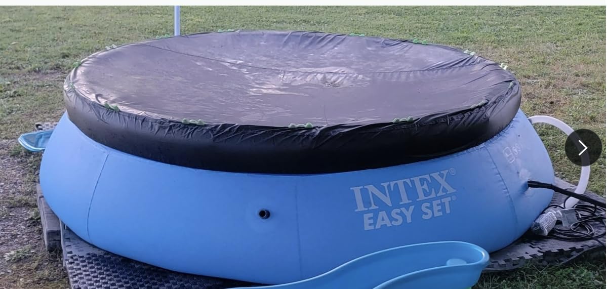 8 FT Round Inflatable Pool Cover, Outdoor Swimming Pool Cover, Dustproof Waterproof Prevent Leaves, Prevent from Debris Pool Cover, Elastic Bands for Easy Installation(Black)