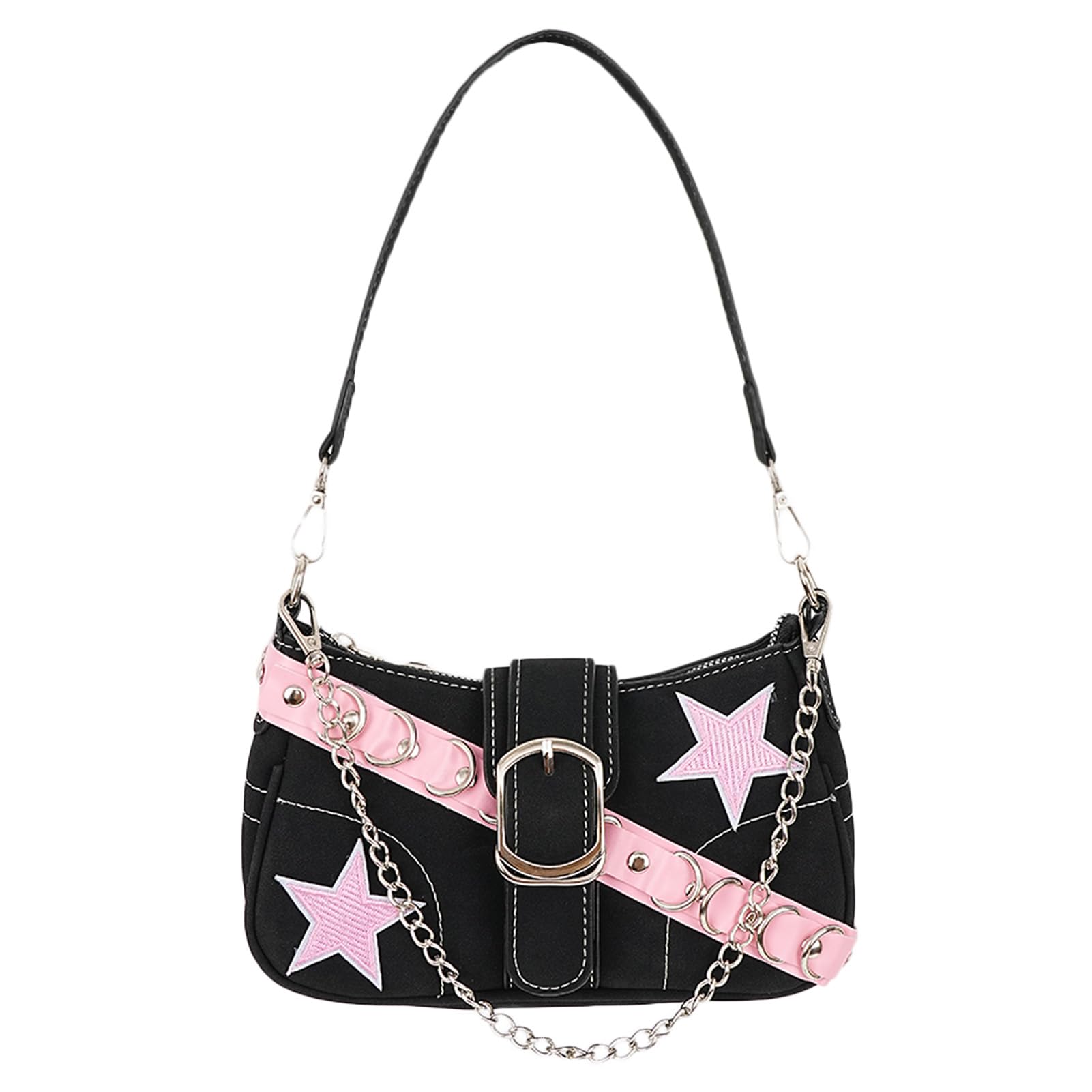 Borsa a Spalla in Pelle per Donne Borsetta con Motivo Catena Stella Y2K Ragazze Cool e Sensazionali Mini Borse in Pelle PU per Donne