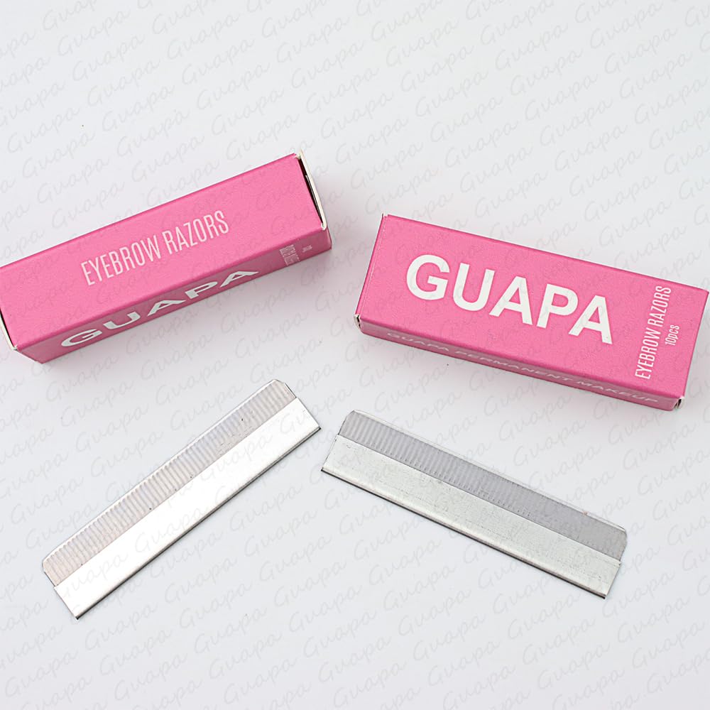 Guapa 50pcs Precision Microblading Eyebrow Razor Blades Professional Stainless Steel Single Edge Shaper Eyebrow Tattoo Pencil Sharpening Razor (50pcs) 1 Count (Pack of 50)