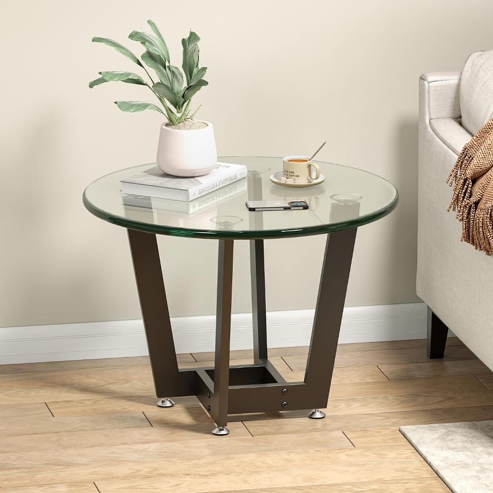 View 1 of *******STAND ONLY, NO ROUND GLASS******** - KaKaBB Metal Coffee Table Legs 18 Inch, Heavy Duty Round Coffee Table Base?End Table Legs for Marble, , (Black)