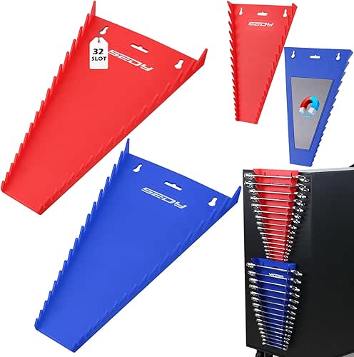 2-Pack Magnetic Wrench Organizer, 32-Slot Premium Wrench Rack Holder Tool