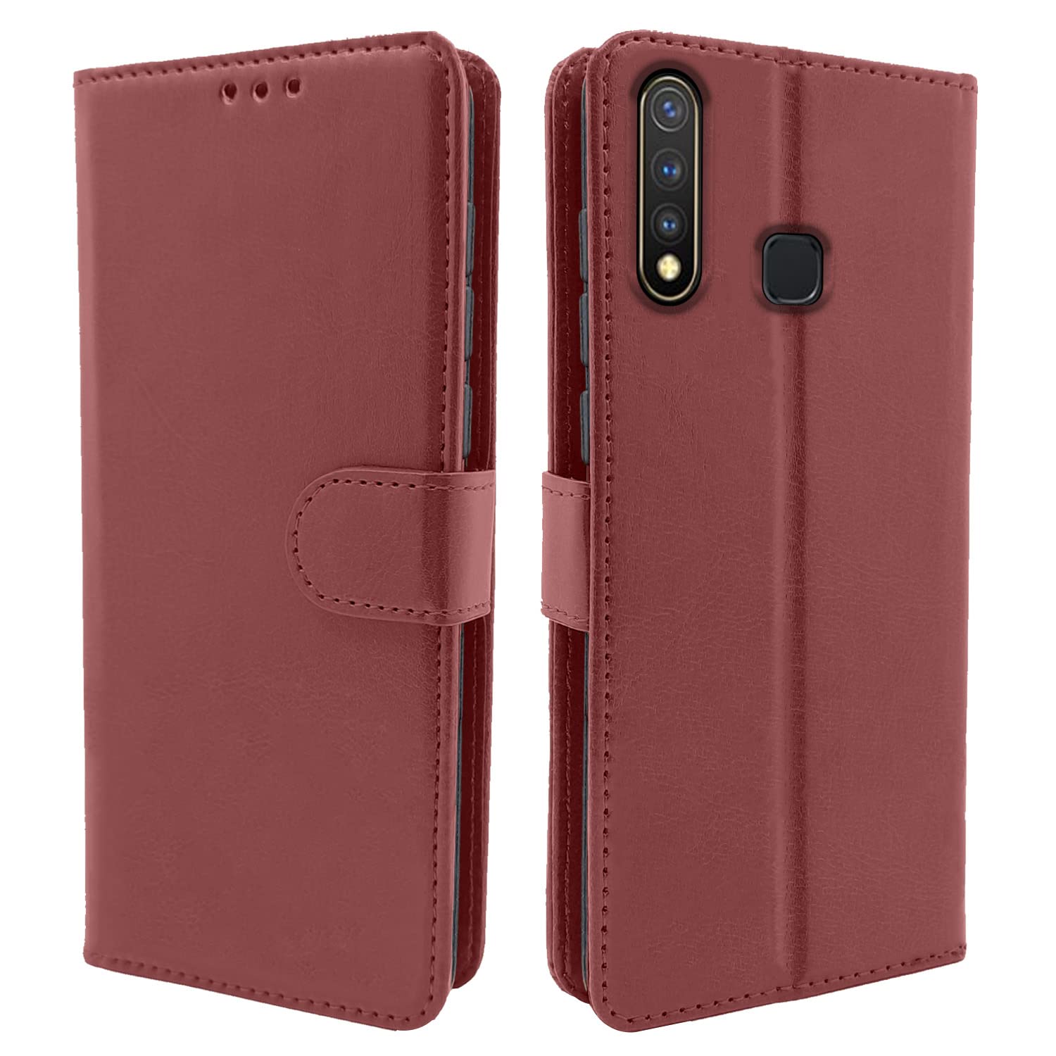 Pikkme Brown Leather Magnetic Vintage Flip Wallet Case Cover for Vivo U20 / Y19 (B082LYLJ84) Amazon Price History, Amazon Price Tracker
