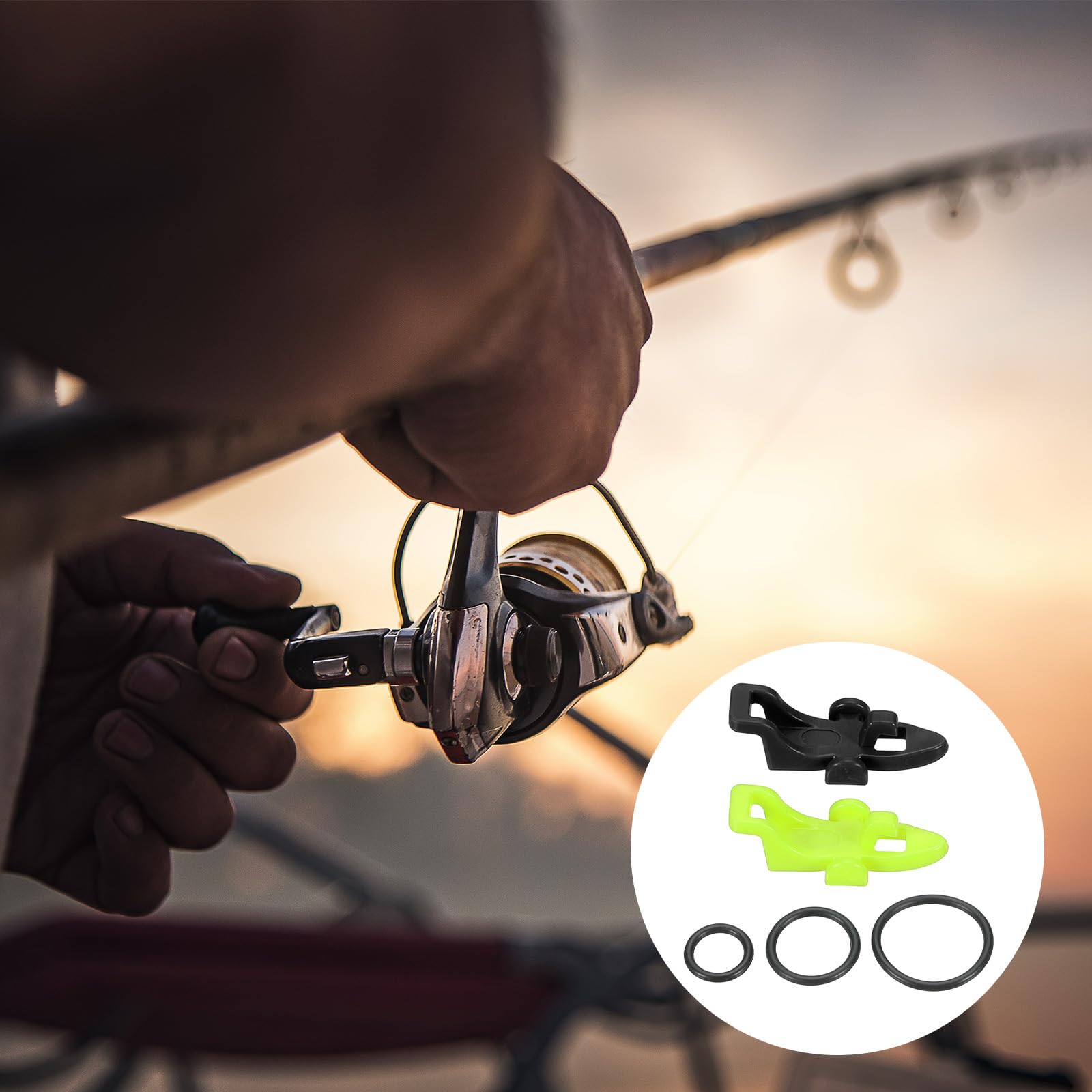 PATIKIL Porte-Hameçon De Pêche, Lot De 6 Accessoires En Plastique Pour Maintenir Les Leurres De Pêche Sur La Canne à Pêche, Avec 3 Tailles De Bagues En Caoutchouc, Couleur Orange