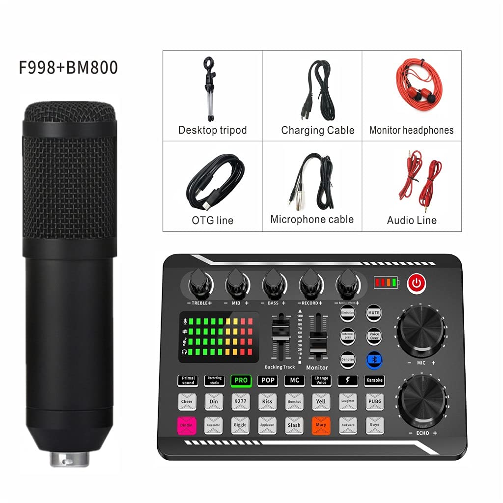 Carte Son Externe USB Audio, Microphone, Casque de Divertissement Personnel, Diffusion en Direct pour PC, téléphone et Ordinateur