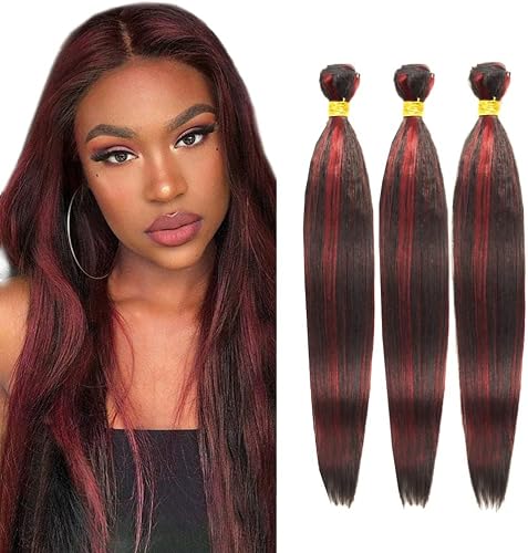 Aikebi Brazilian Human Hair Bundles 18 20 22 Inch Burgundy P1B/99J Straight Bund