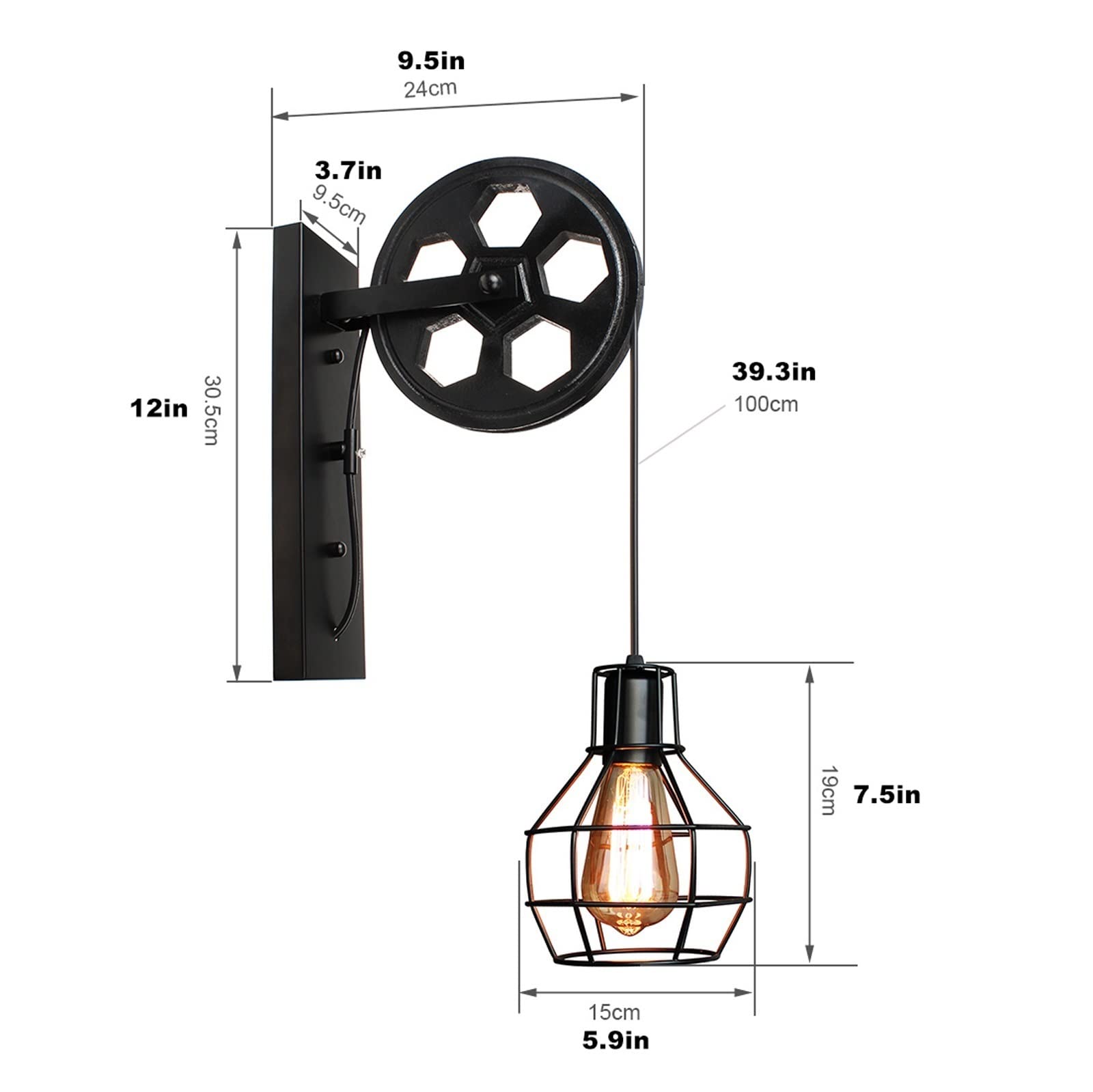 Kinkiet ścienny/ganek lampa ścienna vintage lampa ścienna retro industrialna lampa ścienna klosz oprawa żelazna regulowana kinkiet światła do loftu kawiarni baru Wandlamp dekoracja LED lampa ścienna