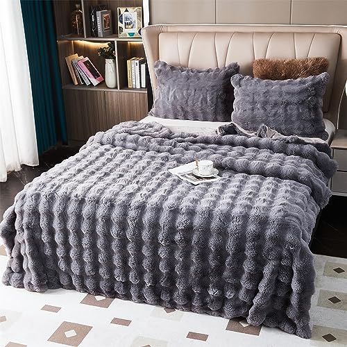 GKXLH Soft Fluffy Blanket, Fuzzy Throw Blanket for Couch Plush Rabbit Faux Fur Blanket - Image 3