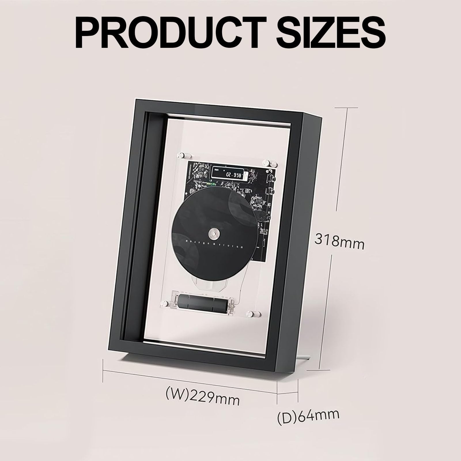 Montabile a parete lettore CD cornice fotografica decorativa, Bluetooth 5.0, uscita AUX, telecomando, perfetto per casa, ufficio e corridoio, cornice musicale