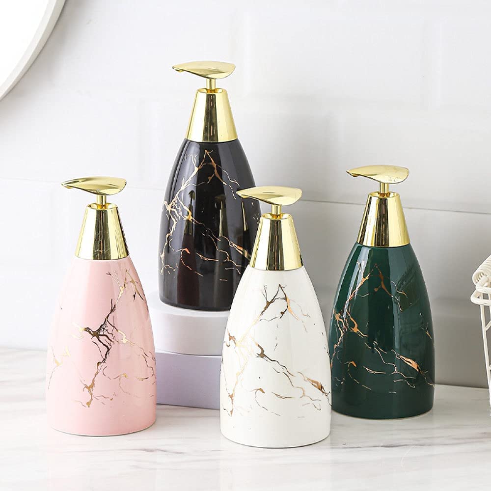 Dispensadores de jabón de encimera, dispensador de jabón de botella recargable para fregadero de cocina, botella dispensadora de lociones mate de cerámica ondulada dorada recargable, botellas de bomba