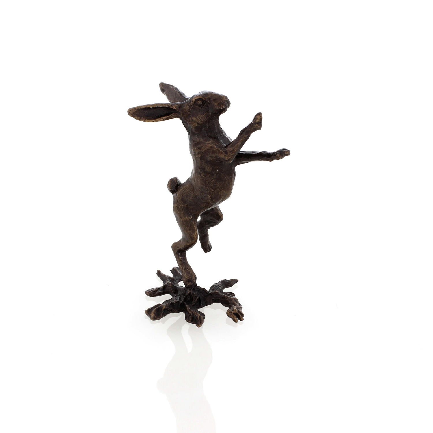 Butler & Peach - Solid Bronze Miniature Hare Boxing