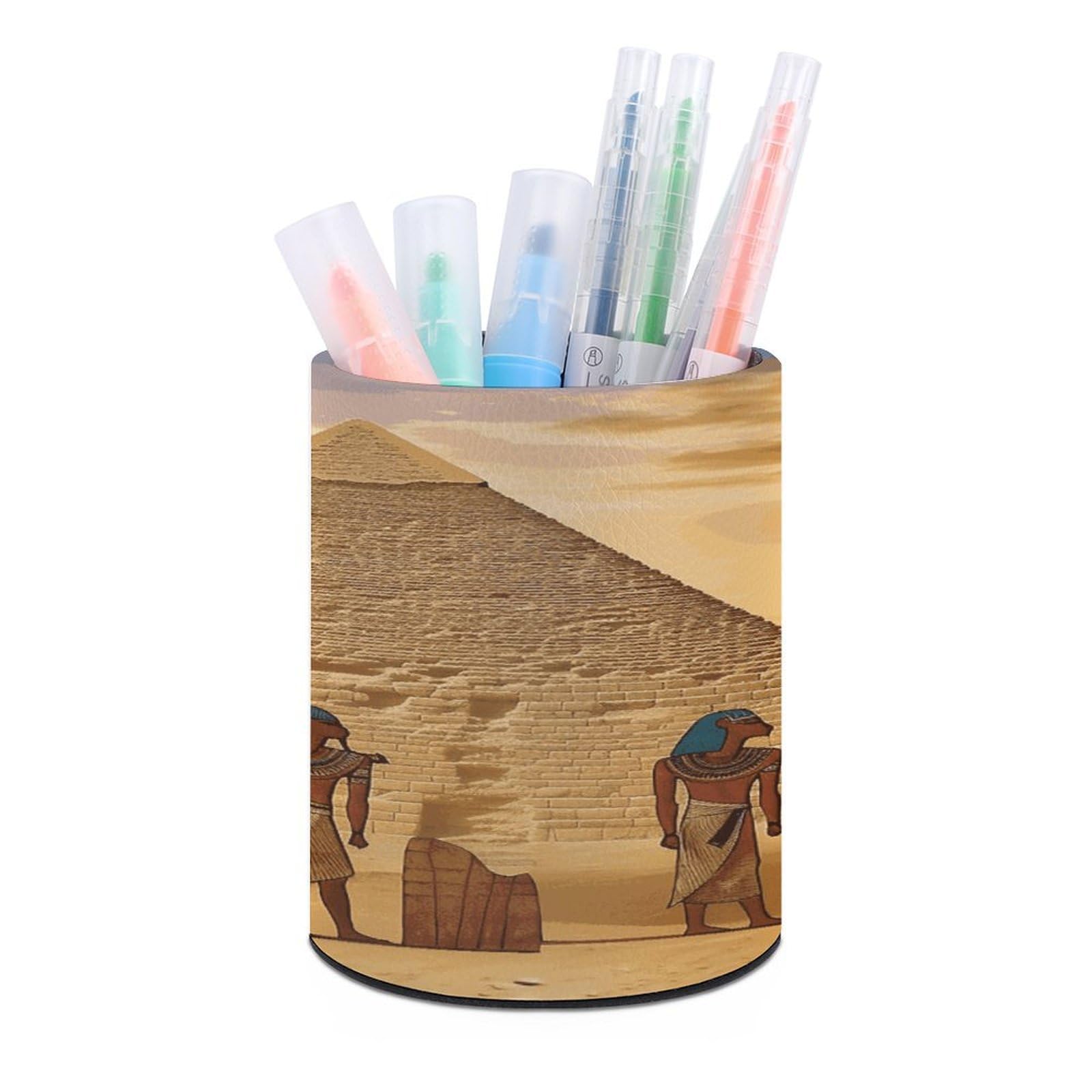 VstaDank - Round Pen Holder PU Leather Desk Organizer PU Leather Pen Holder for Desk Office Desk Decoration Home (3.1