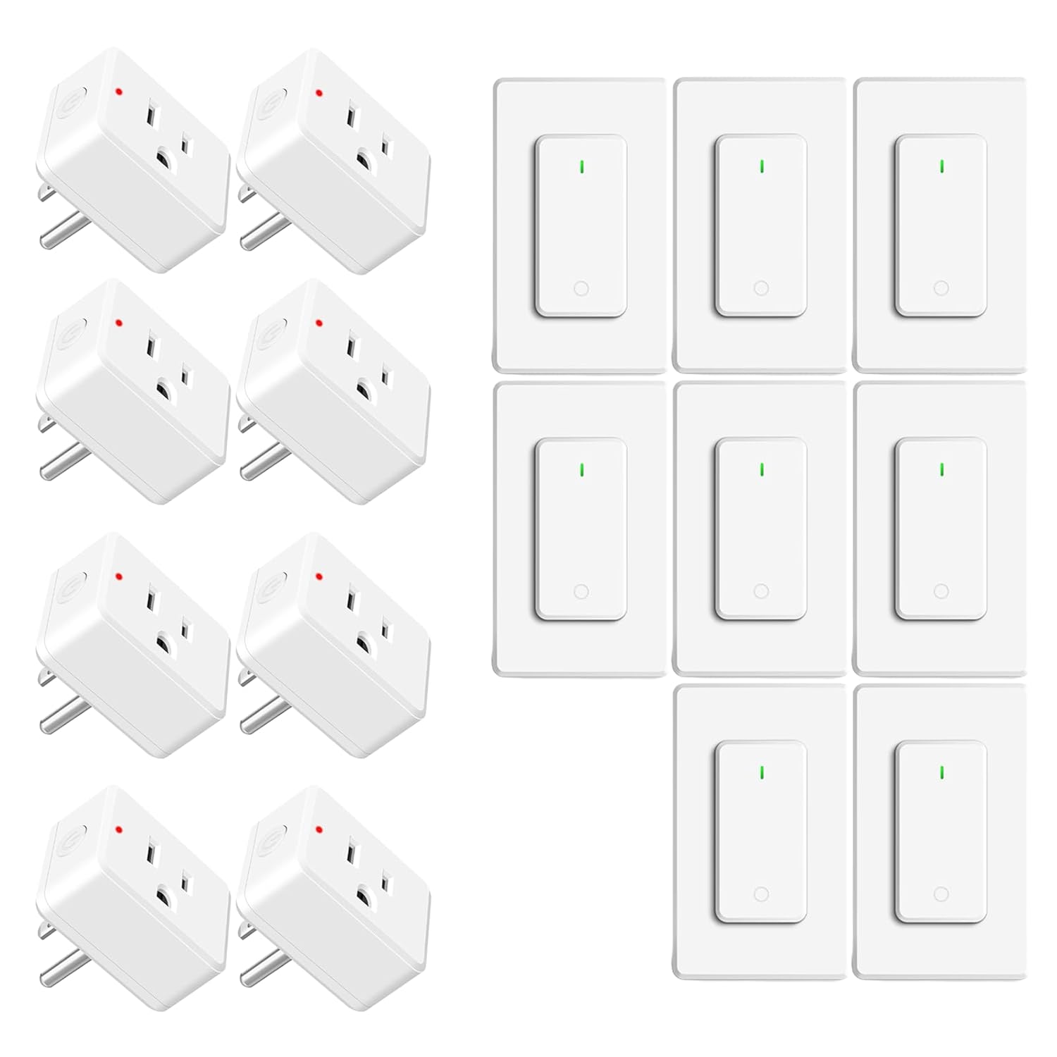 NineLeaf Remote Control Outlet,Wireless Remote Control Outlet Plug,500ft Long Range Wall Mounted Light Switch,15A 1500W for Home and Business,No Wiring,White,8PK