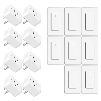 NineLeaf Remote Control Outlet,Wireless Remote Control Outlet Plug,500ft Long Range Wall Mounted Light Switch,15A 1500W for Home and Business,No Wiring,White,8PK