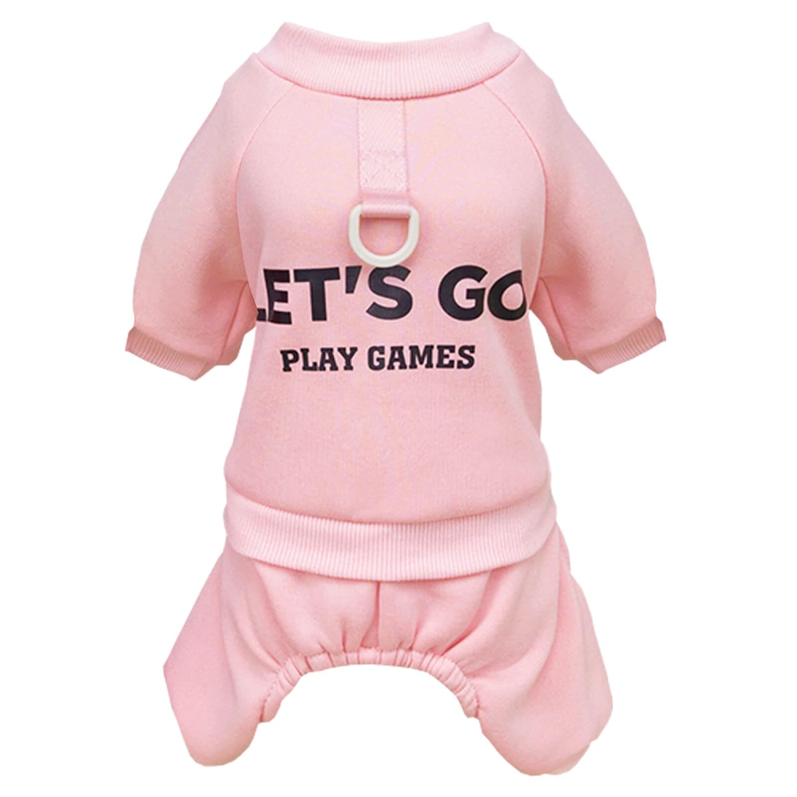 Izefia Dog SweatShirt Hoodies Clothes Apparel Let’s Go 4 Legs Jumpsuit Fleece Hoodless Sweater Winter Warm Cotton Crewneck Hoodie for Small Dog Medium Cat Pink XXL