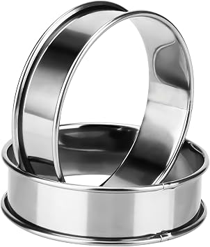JAPCHET 20 Pcs 8cm Crumpet Rings, Stainless Steel Mousse Baking Rings, Double Rolled Tart Cake Ring, English Muffin Rings for Kitchen