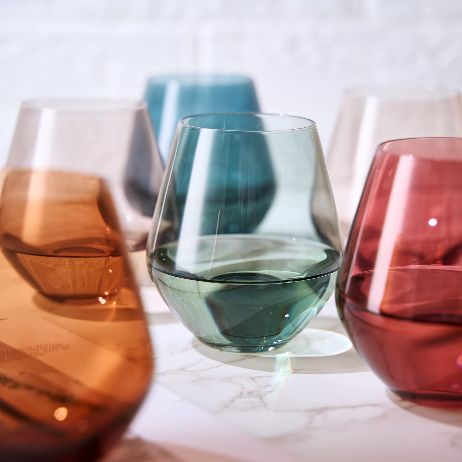 Farbiges Pastell-Weinglas-Set, große 473 ml Gläser, einzigartiger italienischer Stil, hoher Stiellos für Weiß- und Rotwein, Geschenk zum Muttertag, farbiger Becher, schöne Glaswaren (ohne Stiel)