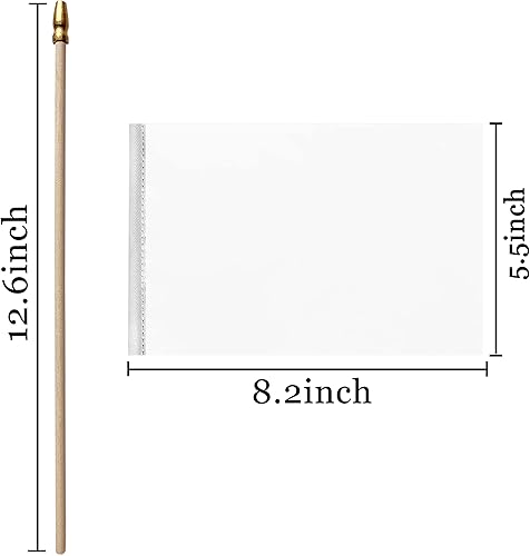 Miniatura 2 de WEITBF Paquete de 12 banderas blancas en blanco de mano, pequeñas banderas blancas lisas para bricolaje, 5 x 8 pulgadas
