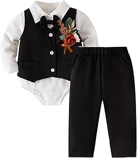 Baby Boy Clothes Suits Infant Gentleman Wedding Outfit Newborn Formal Collared Dress Tuxedo Baby Suit Set