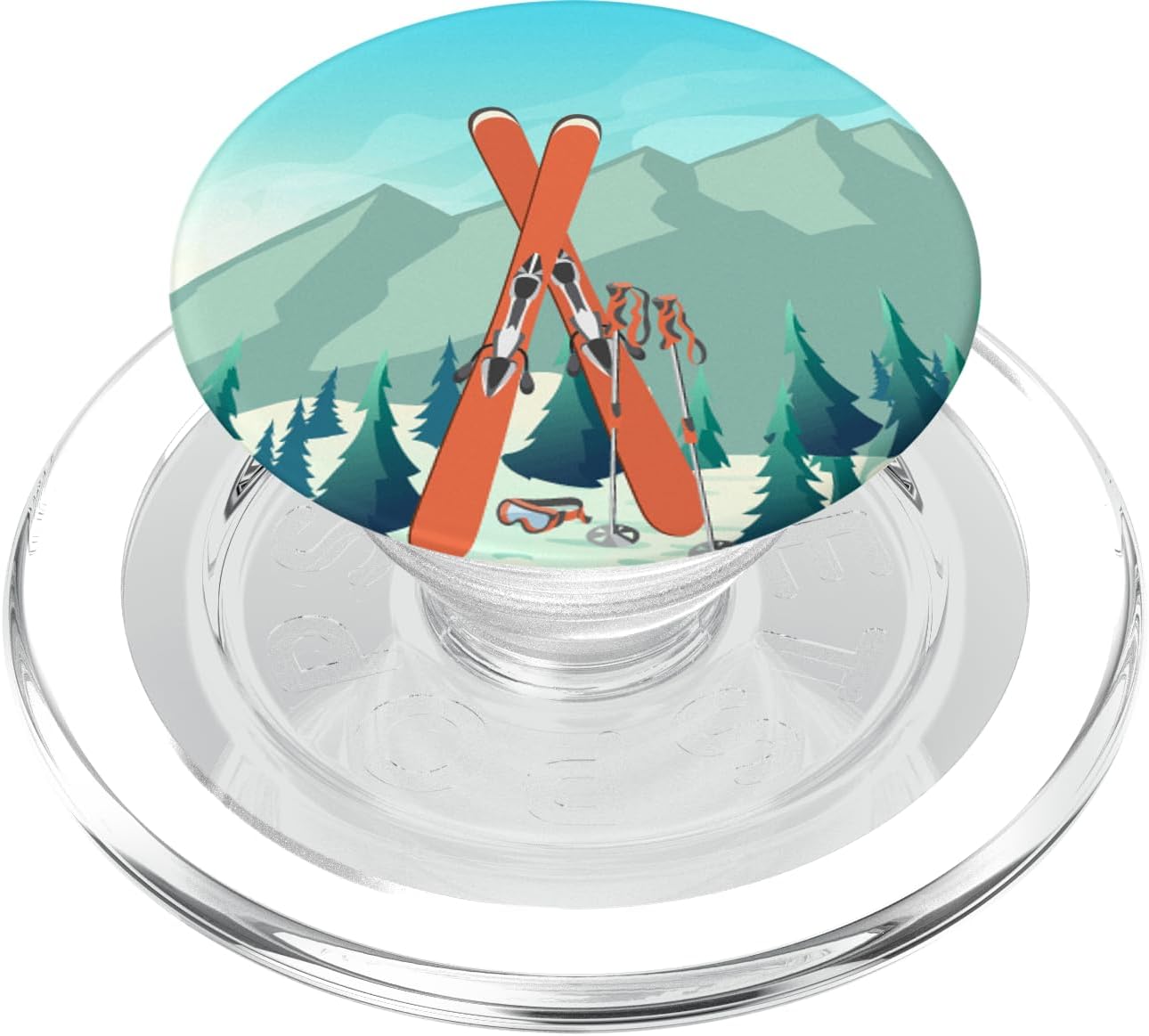 Aesthetic Ski On The Mountains For Skiing In Winter PopSockets PopGrip for MagSafe