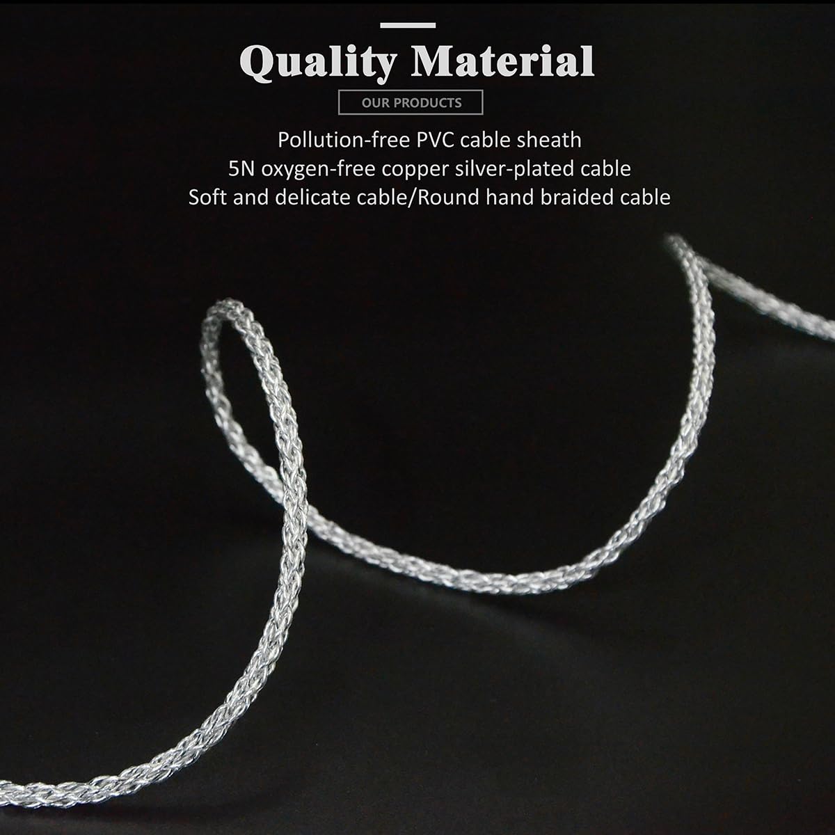 5N OFC Silver Plating+Graphene Mixed Braid Earphone Replacement Cables for Sennheiser IE900 IE600 IE300 IE200 （3.5mm Plug）