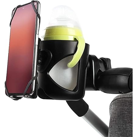 Amazon Co Jp Rollibot ベビーカー ドリンクホルダー 哺乳瓶 ホルダー 紙コップ 飲み物 カップホルダー 滑り止め 携帯ホルダー付き Abs素材 耐衝撃 カートカップホルダー U字型デザイン 360度回転 角度調整可能 取付簡単 ベビーカーフック2個付き ベビー マタニティ