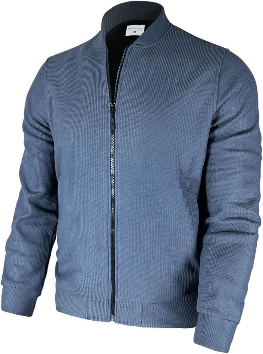 Men's Casual Stand Collar Sports Running Jacket Baseball Jacket Zipper Long Sleeve Coat