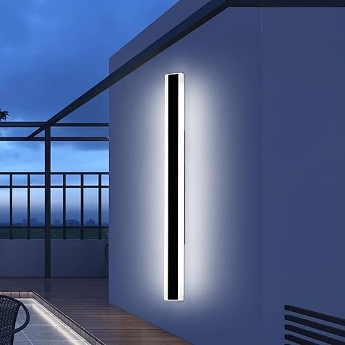 Vista 58 de Apliques de pared para exteriores de 47 pulgadas, regulables de 3000 K-6000 K, luces de pared larga para exteriores, IP65 impermeable, moderna