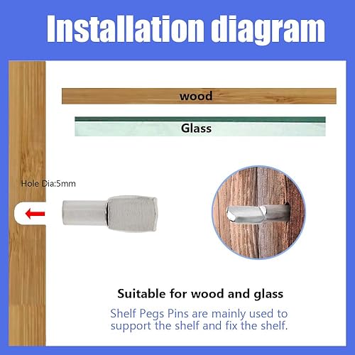 Miniatura 4 de 100 clavijas de estante de 0.197 in, soportes para estantes en forma de cuchara para muebles, estantes, estanterías (0.197 x 0.709 in)
