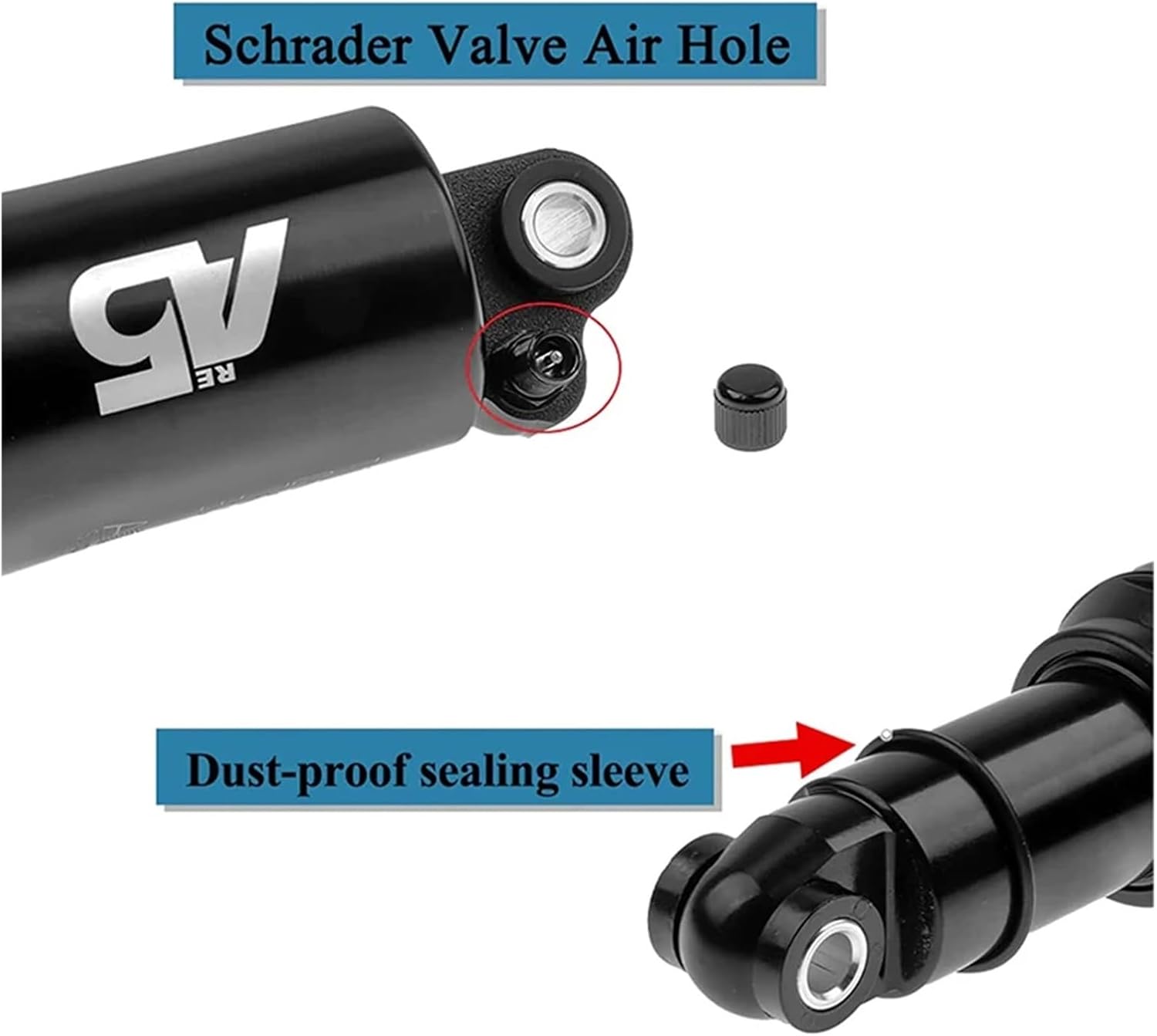 Rear Shocks Form A5 Mountain Bicycle Rear Shocks 125/150/165/190mm Single or Double Air Chamber Shock MTB Bike Shock Absorber Estable(Single air 165mm)