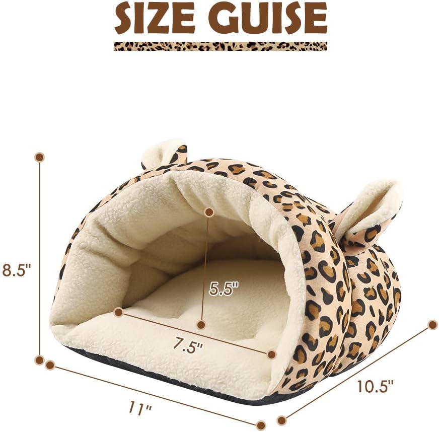 PAWCHIE Guinea Pig Bed - Warm Cave Beds for Small Animals, Super Soft Fleece Cage Accessories, Guinea Pig Cuddle Sack with Leopard Pattern, Ideal for Guinea Pigs, Ferrets, Chinchillas, Hedgehog House : Pet Supplies