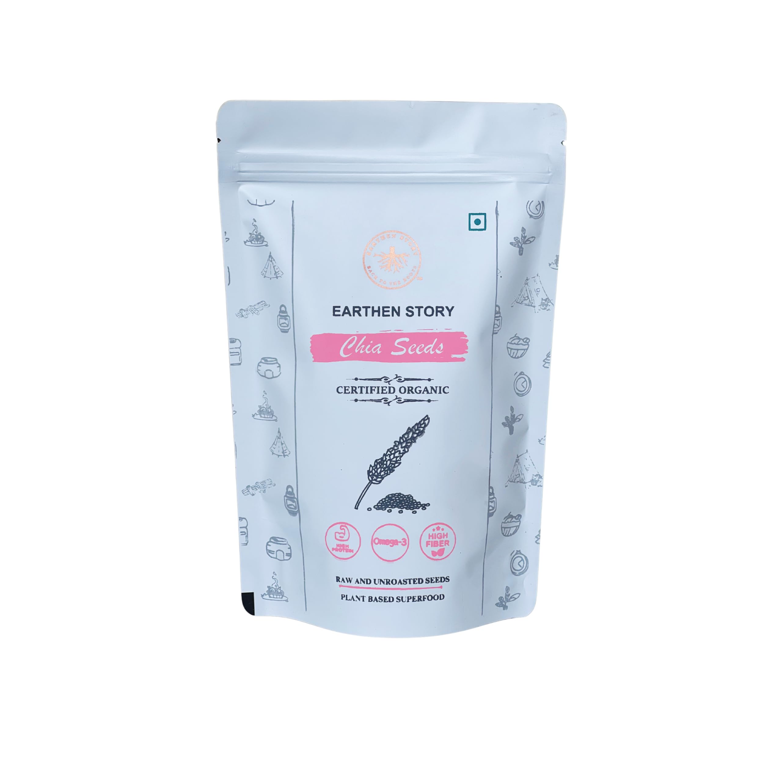 Earthen Story Certified Organic Chia Seeds 500g | Raw Chia seed, rich in Omega 3 & fibre | Plant protein, gluten free, immunity booster, probiotics for gut health (B0CM64S7T5) Amazon Price History, Amazon Price Tracker