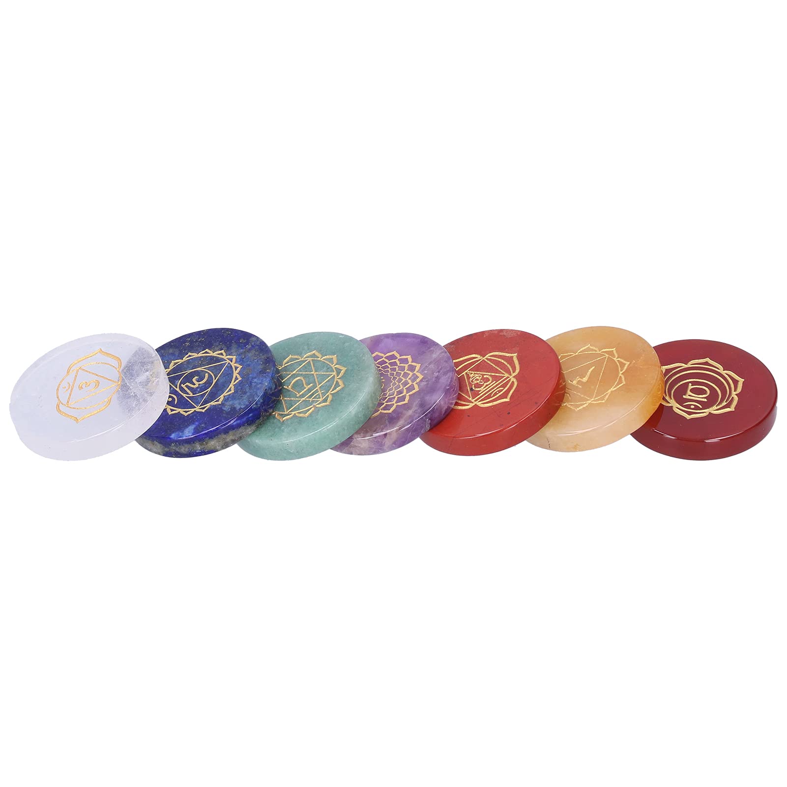Ausla Piramide di Pietre dei 7 Chakra, Cristalli e Gemme Incise con Simboli 30x5 Mm, for Reiki Meditazione e Riequilibrio dei Chakra