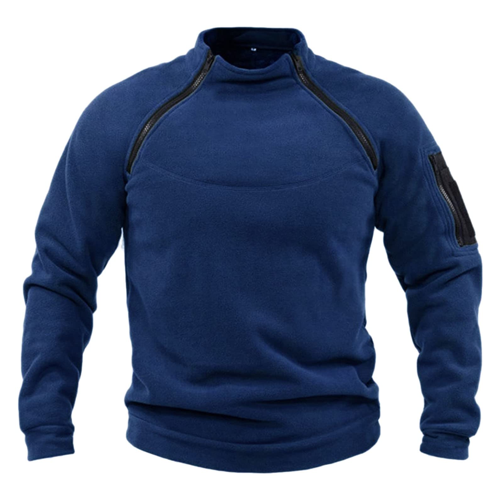 Men's #1Navy Fleece Pullover Military Outdoor Fleece Jacket Warm Tactical Combat Fleece Pullover Tactical Jacket Fleece Jacket Winter Jumper Sports Jumper Tops Army Windproof Pullover Blue 4XL