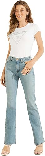 Guess Camiseta de manga corta con logotipo embellecido R3 para mujer