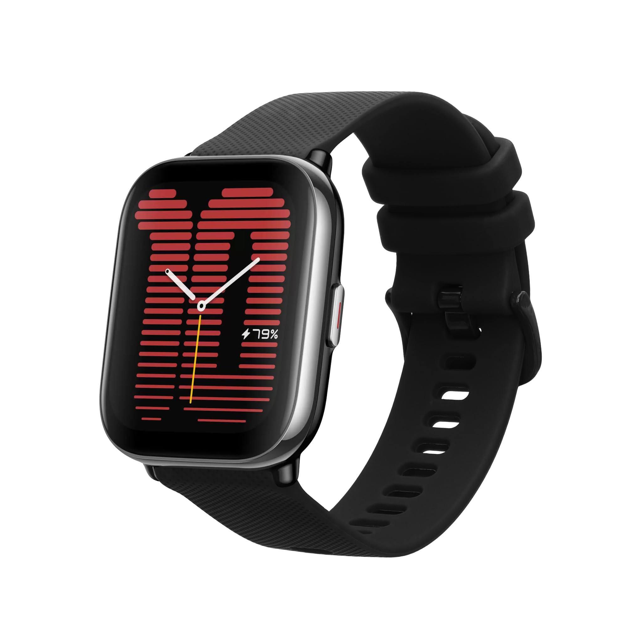 kwmobile Bracelet compatible with 20 mm Amazfit Active 2/2 Square/Active Edge/Bip 3 / GTS 3 4 strap - 1 x flexible silicone straps - adjustable size - black
