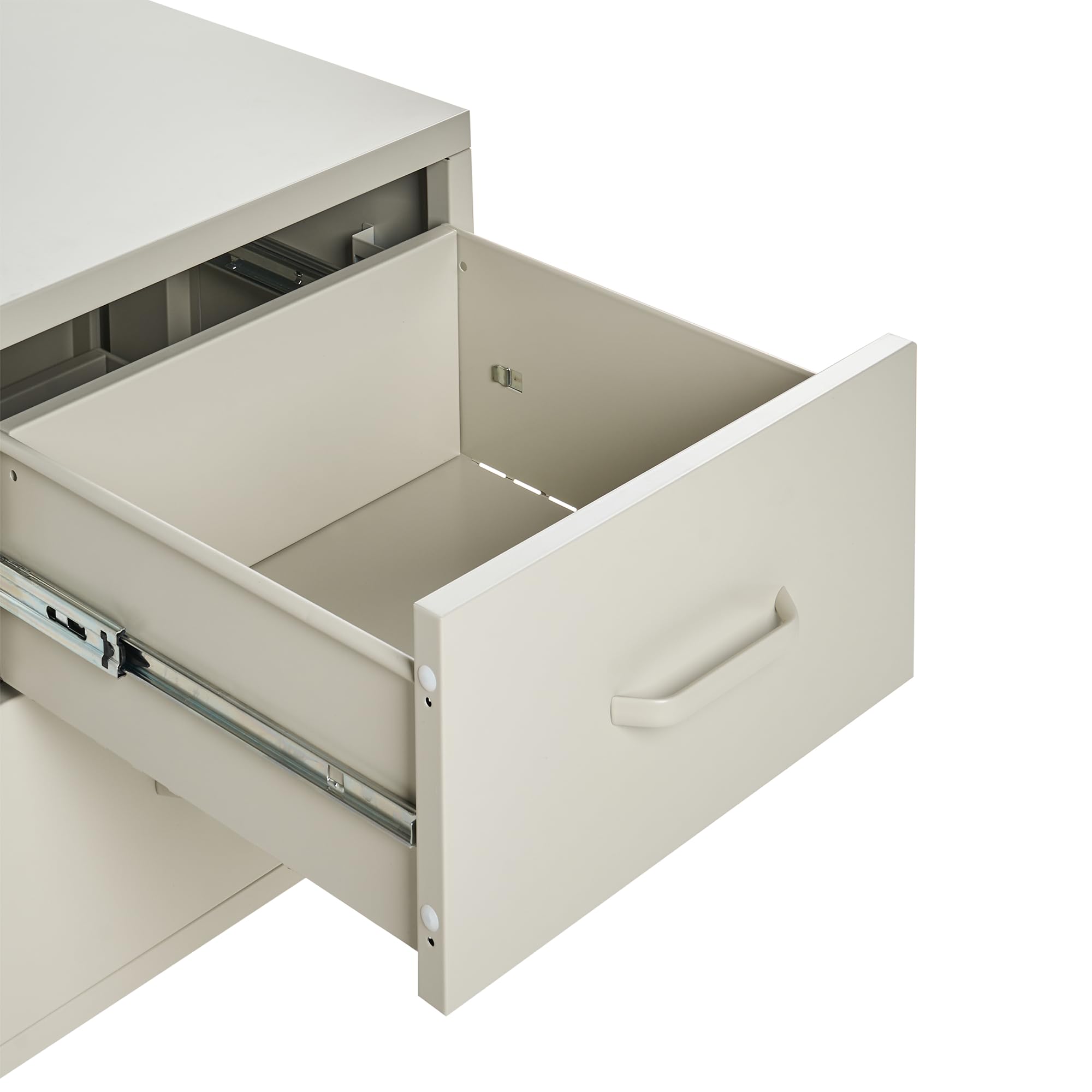 Beliani Comodino moderno in metallo beige chiaro con maniglie e 2 cassetti