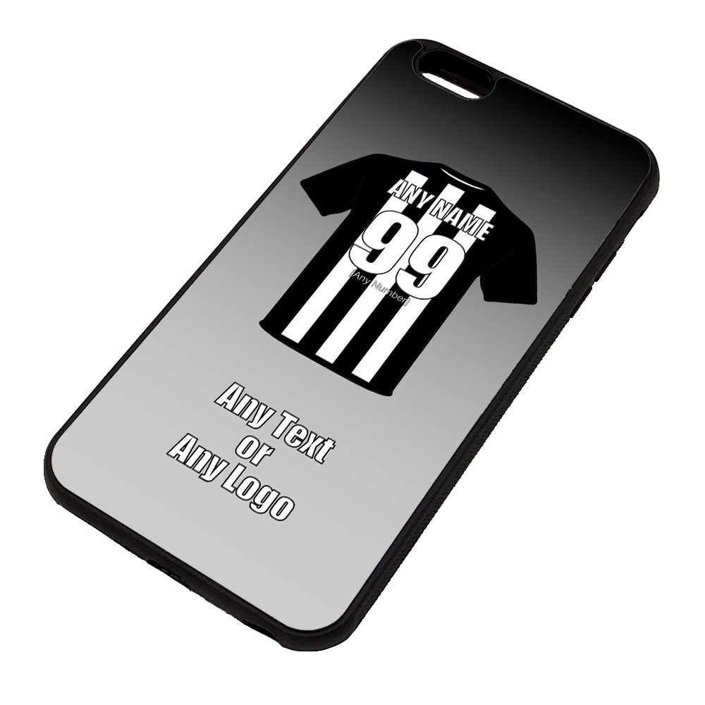 Personalised Gift - Newcastle iPhone 6 / 6s Plus Case (Black, Football Club Design Theme) - Any Name/Message on Your Unique - Apple 6+ 6s+ 6Plus 6sPlus TPU Magpies Toon Geordies