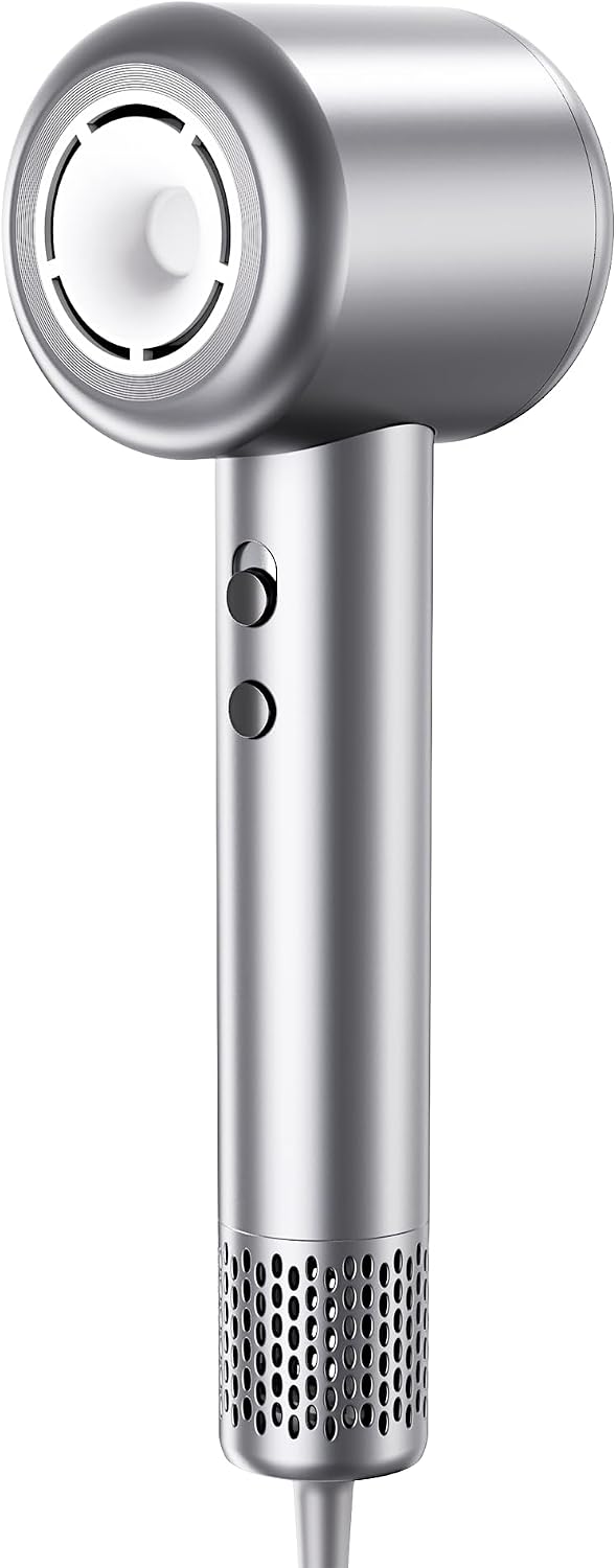 High Speed Hair Dryer, 160000RPM Fast Drying Blow Dryer, Negative Ions for Frizz-Free with Less Damage Sillver