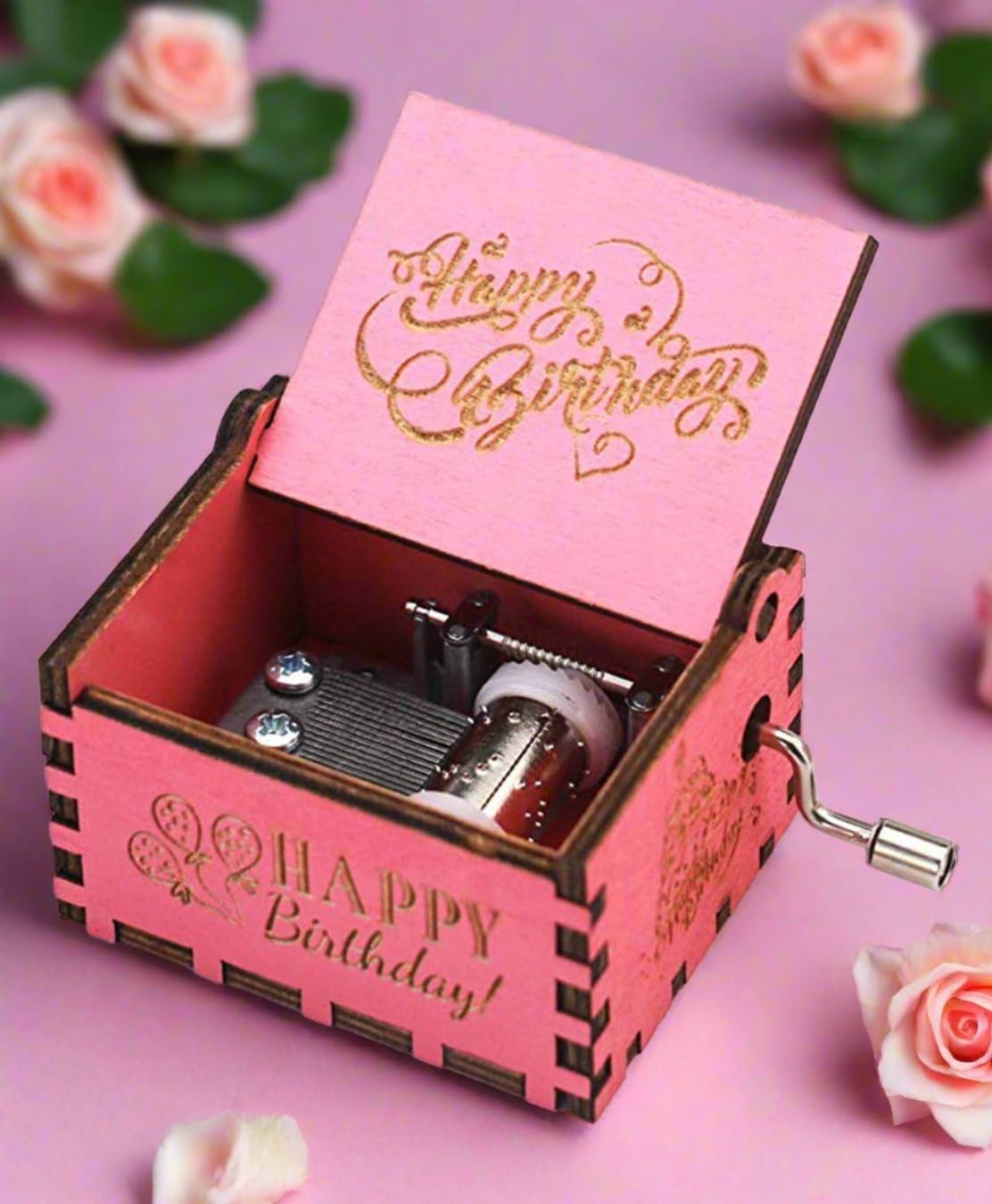 Caaju Music Box Happy Birthday Wooden Musical Box Hand Crank gift for wife girlfriend friends Pink Vintage Music Box Birthday theme Gifts for Kids (B08X484XTF) Amazon Price History, Amazon Price Tracker