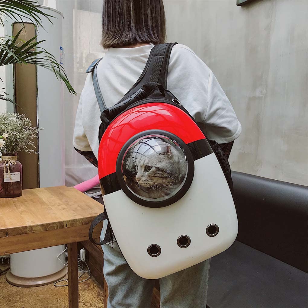 Haustier Hunde Katzen Rucksack Raumkapsel. Tragetaschen für Katzen und Hunde. Tragbar Transportrucksack Transporttasche für Haustiere. (Red and White, Hintere Verlängerung)
