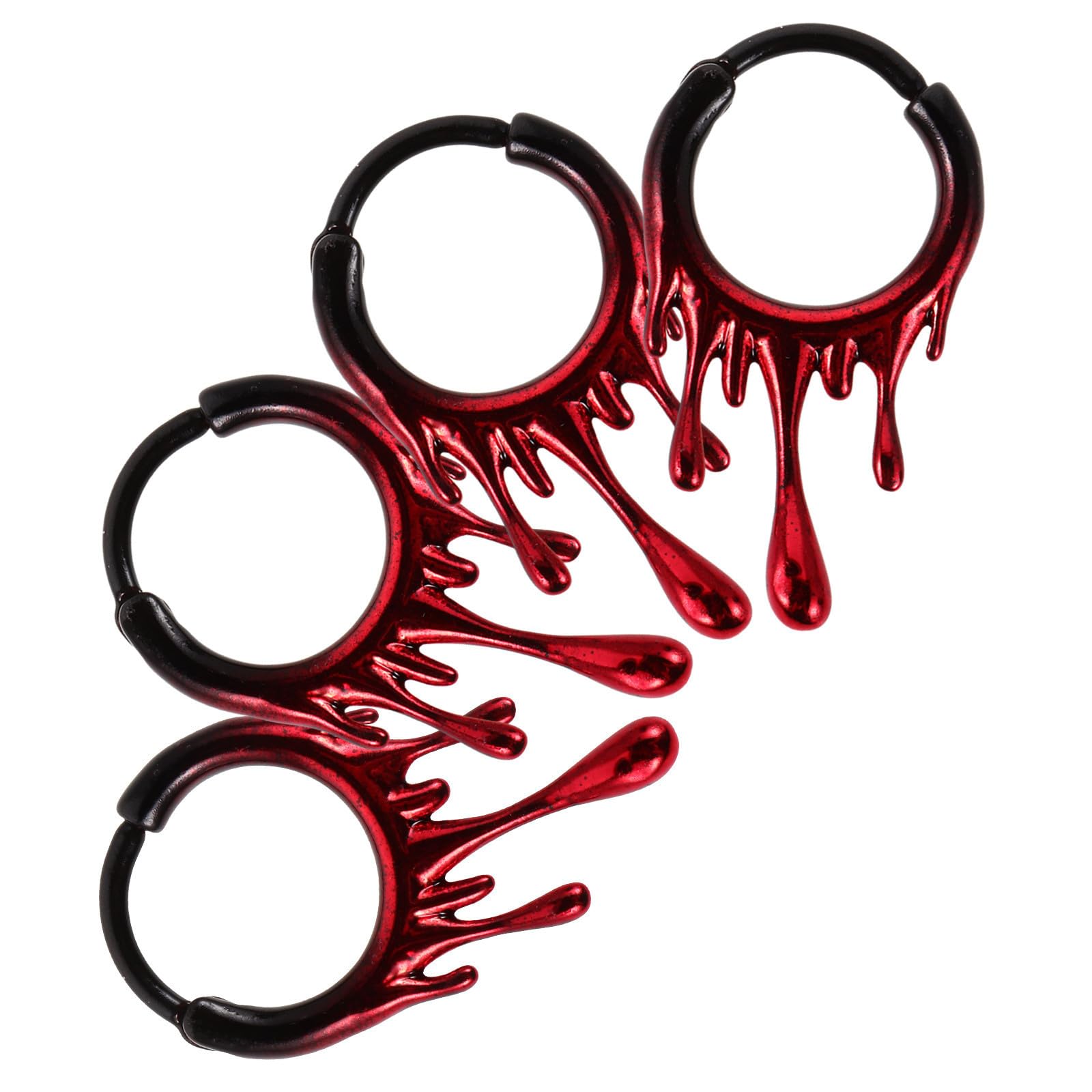 Tofficu 16 Pezzi Anello Versatile per Piercing al Naso in Acciaio Inossidabile Rosso Design Irregolare Effetto Sangue Stile Gotico per Feste di Halloween e Uso Quotidiano