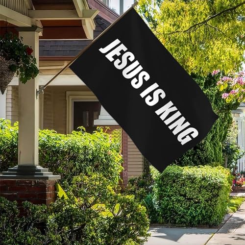 Vesnote Jesus is King Flag Christian Jesus Worship Flags for Outside 3x5 Ft Faith Over Fear Outdoor House Yard Decorations Banner
