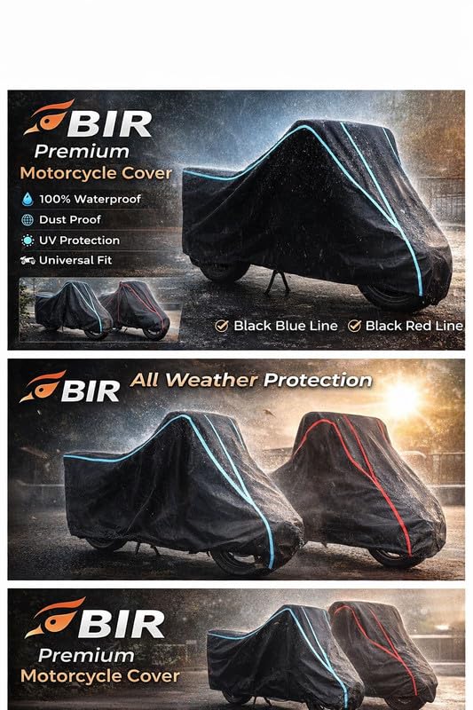 Image of Classic Gunmetal Water Resistant Bike Cover for All Motorcycles & Rain | Heavy Duty Taffeta Fabric | UV Protection, Dustproof, Scratchproof | All Weather Two Wheeler Body Cover with Elastic Bottom