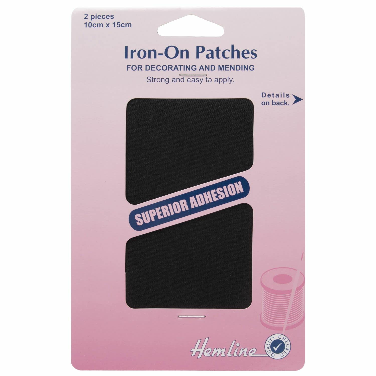 Hemline Black Cotton Twill Iron-On Patches