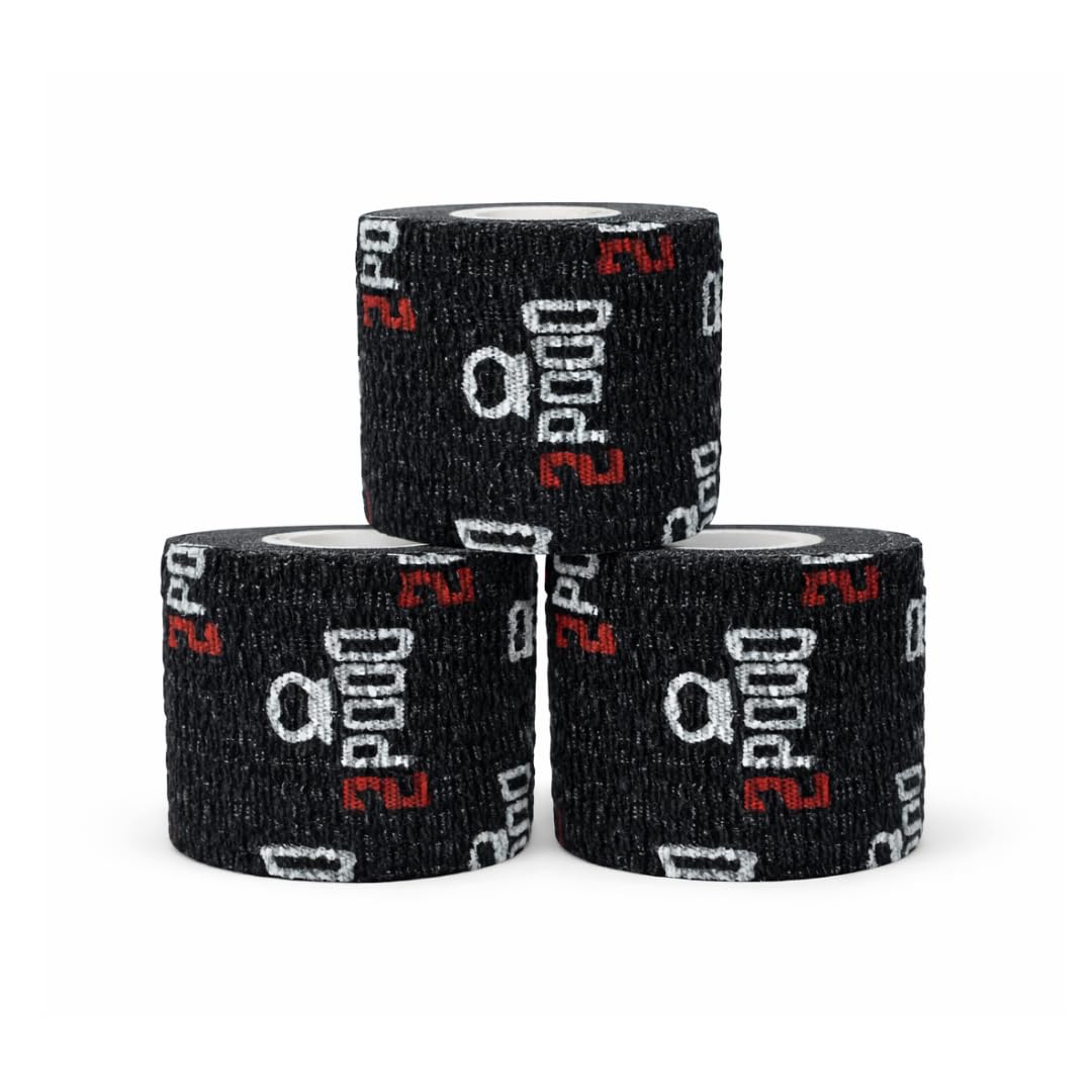 2POOD Lift Heavy Weightlifting Tape 3-Pack | Crossfit Weightlifting Tape | Premium Adhesive Tape for Weightlifters | Easy Stretch & Flexible for Non-Slip Lifting (Black)